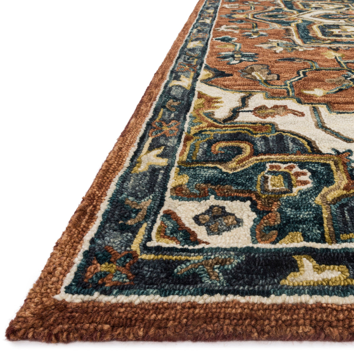 Hand-hooked Wool Star Area Rug Red/Multi 7'9" x 9'9" G352810