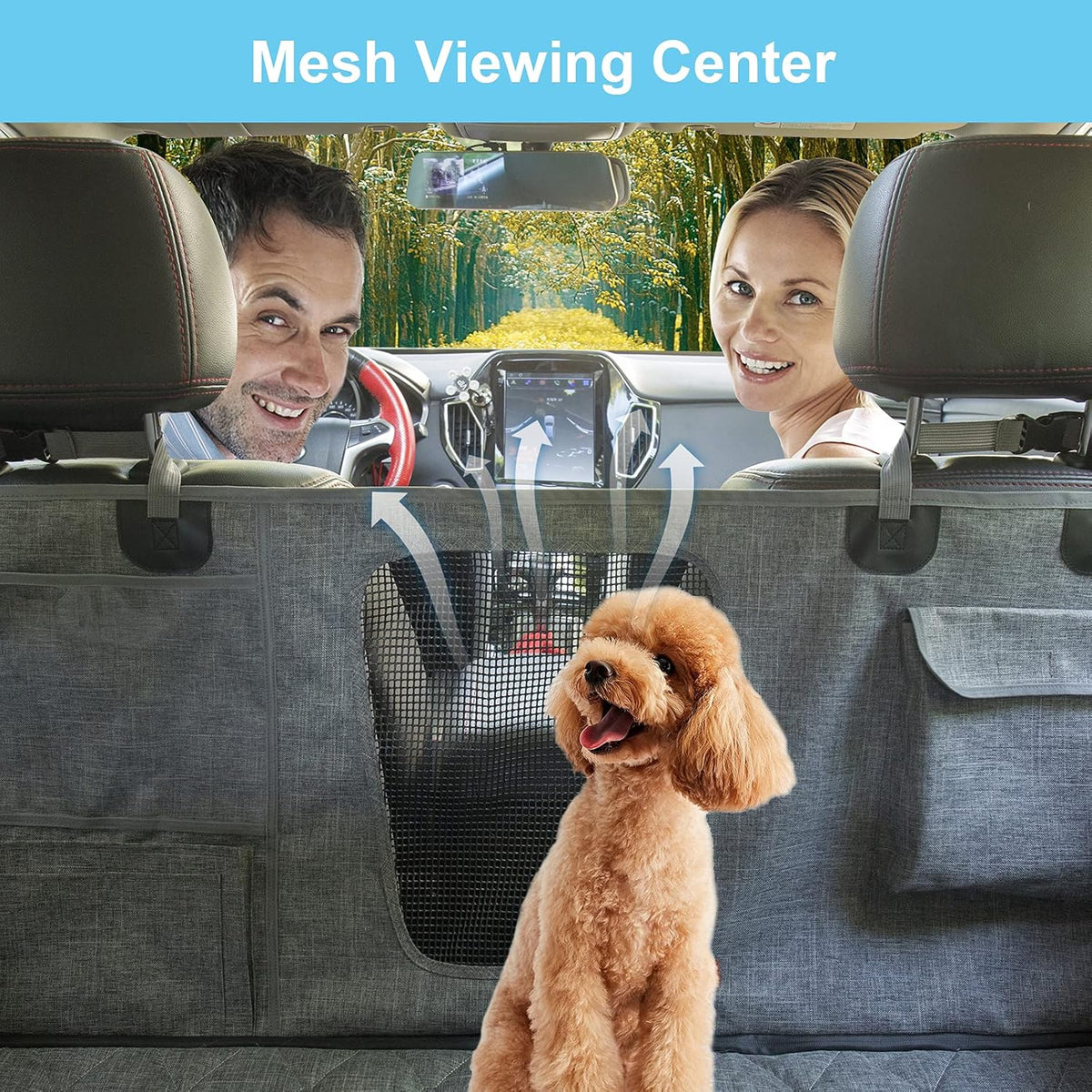 Gray Waterproof Dog Car Seat Cover with Mesh Window P5181