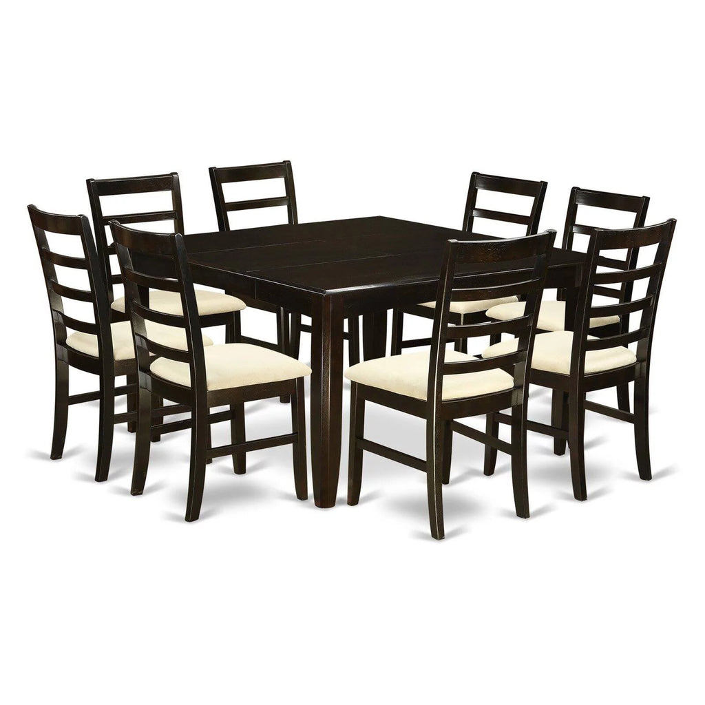 9 Pc Square Dining Table with Leaf and 8 Dining Chairs R638