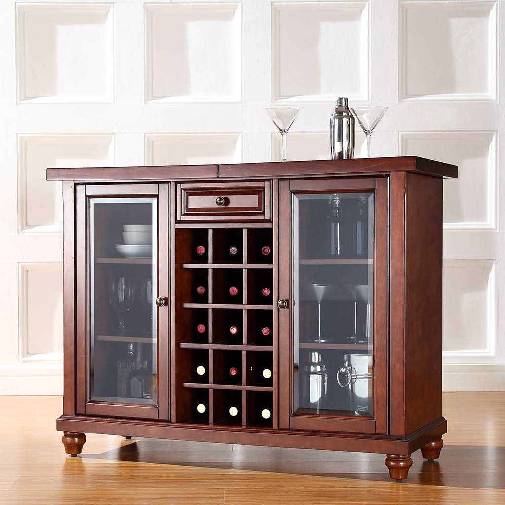 Vintage Mahogany Sliding Top Bar Cabinet V9099
