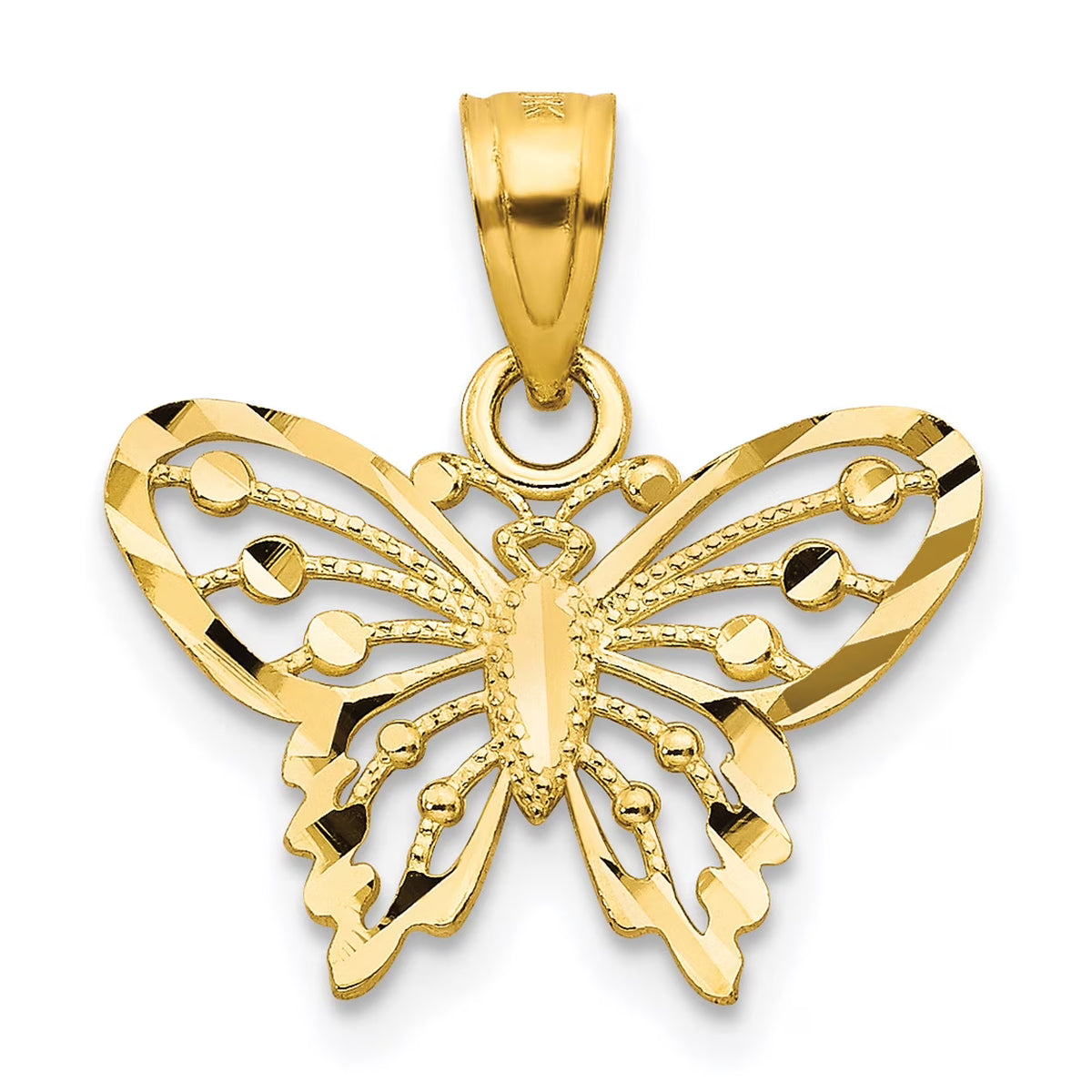 10K Yellow Gold Diamond-Cut Butterfly Pendant Charm R474659