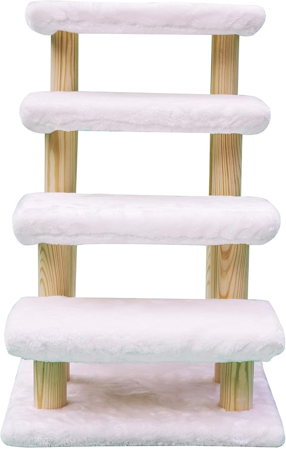 White 4-Step Wooden Pet Stairs with Detachable Carpet Q821