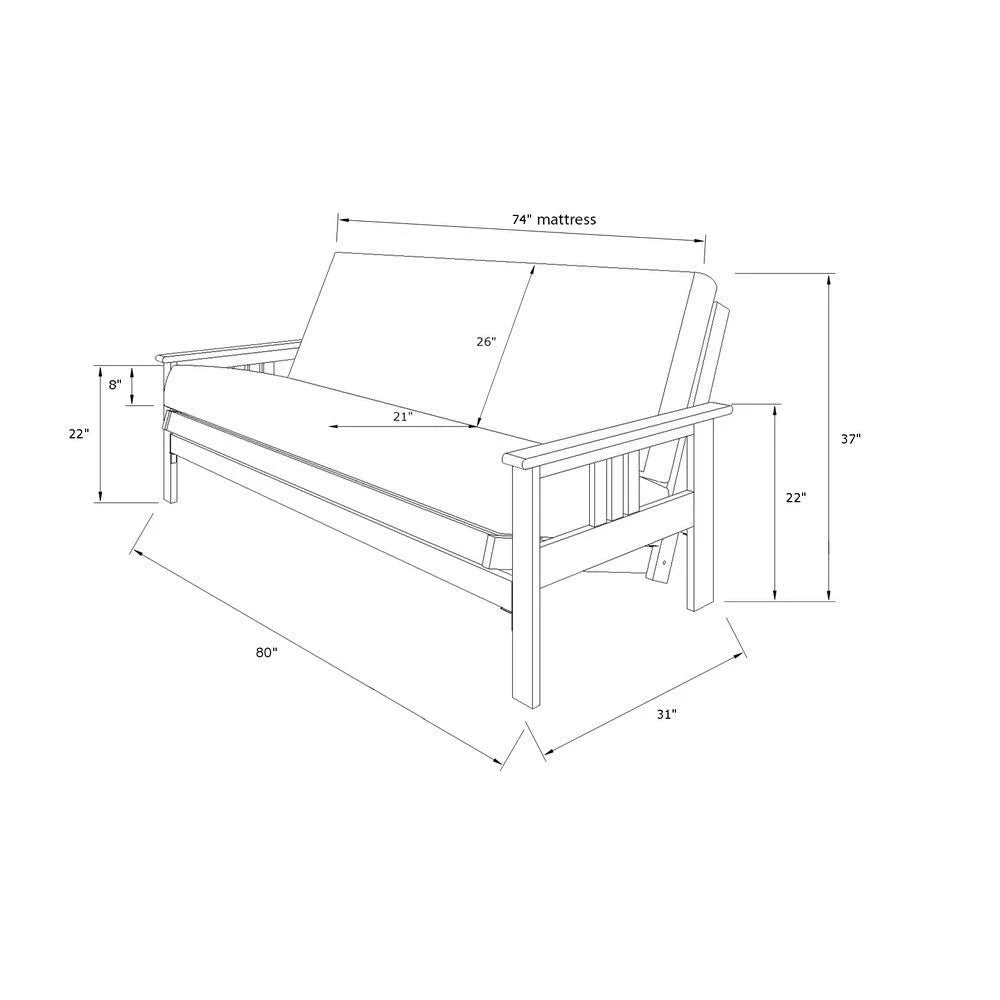 Espresso Full-Size Wood Storage Futon with Mattress D998976