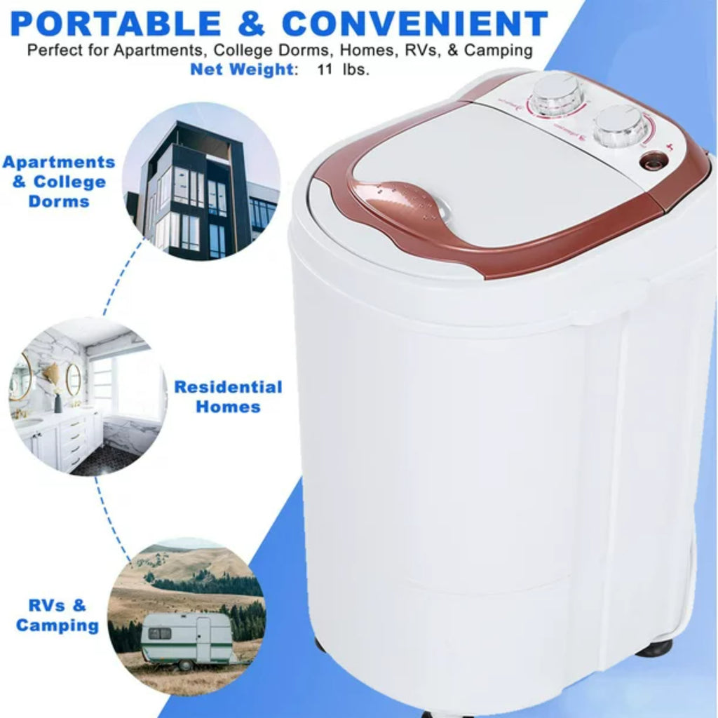 110V Mini Portable Washing Machine Semi-Automatic Laundry Washer Spinner E720654