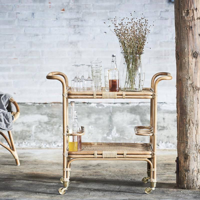 Black Rattan Bar Cart M4194