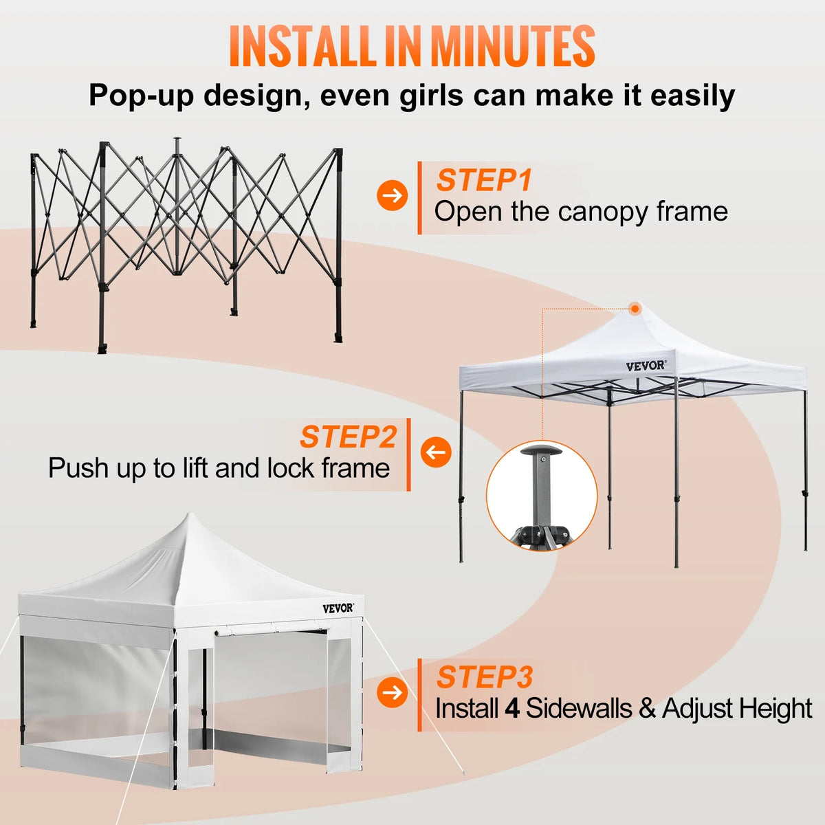 White 10 x 10 ft Pop Up Canopy Tent with Removable Sidewalls and Wheeled Bag A4230