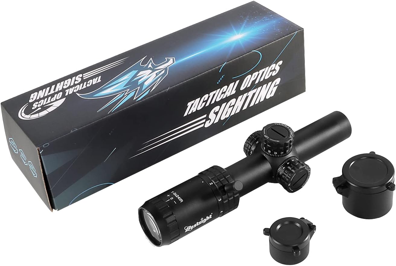 1-5x24 Rifle Scope SFP Tactical Optic Sight with Adjustment Lock Includes Scope Mount Rear Optical Glass Pack of 2 P250
