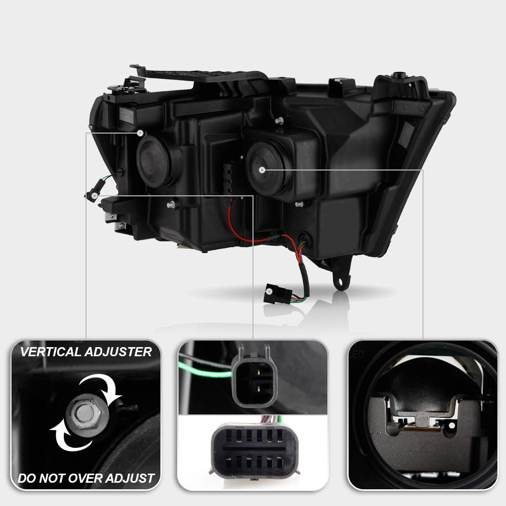 Black LED DRL Sequential Signal Dual Projector Headlights E8363