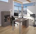 Bark Gray U-Desk with Hutch A499785