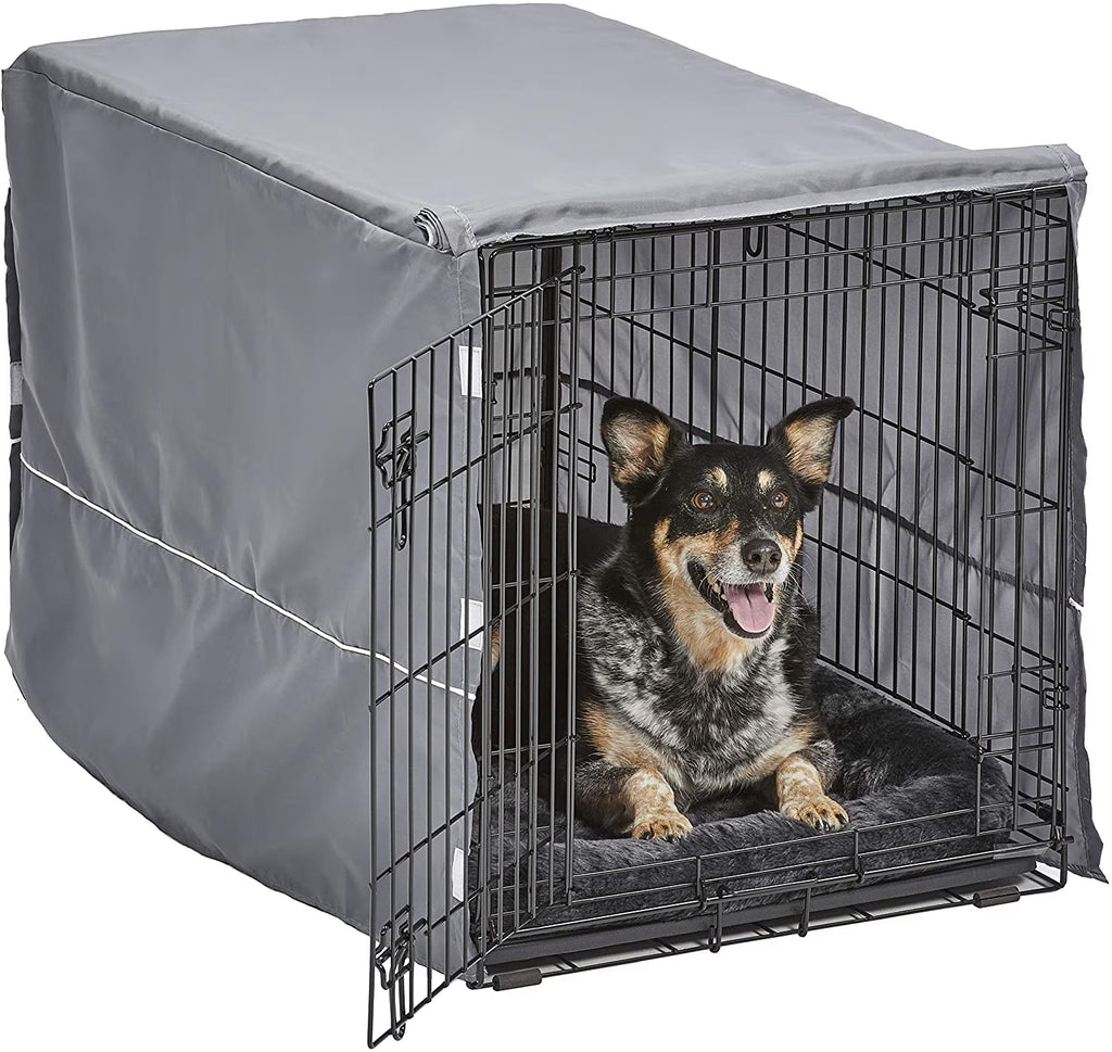 Double Door Dog Crate Kit with Gray Bed & Gray Crate Cover, 36-Inch R34528