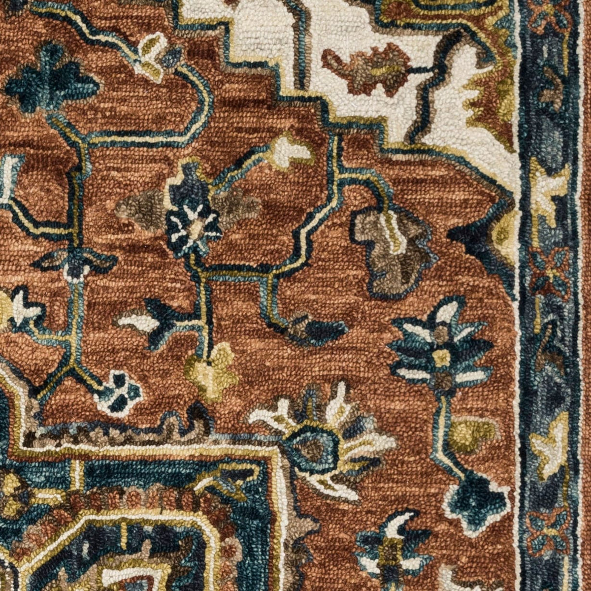 Hand-hooked Wool Star Area Rug Red/Multi 7'9" x 9'9" G352810