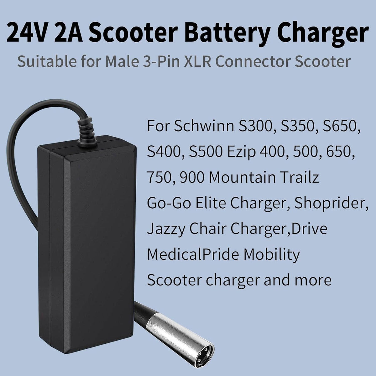 24V 2A 3-Pin XLR Electric Scooter Battery Charger C2623