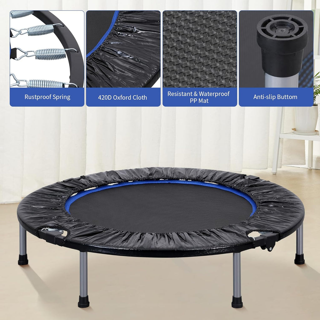 40" Foldable Mini Trampoline Rebounder without Handle Max Load 330lbs K155939