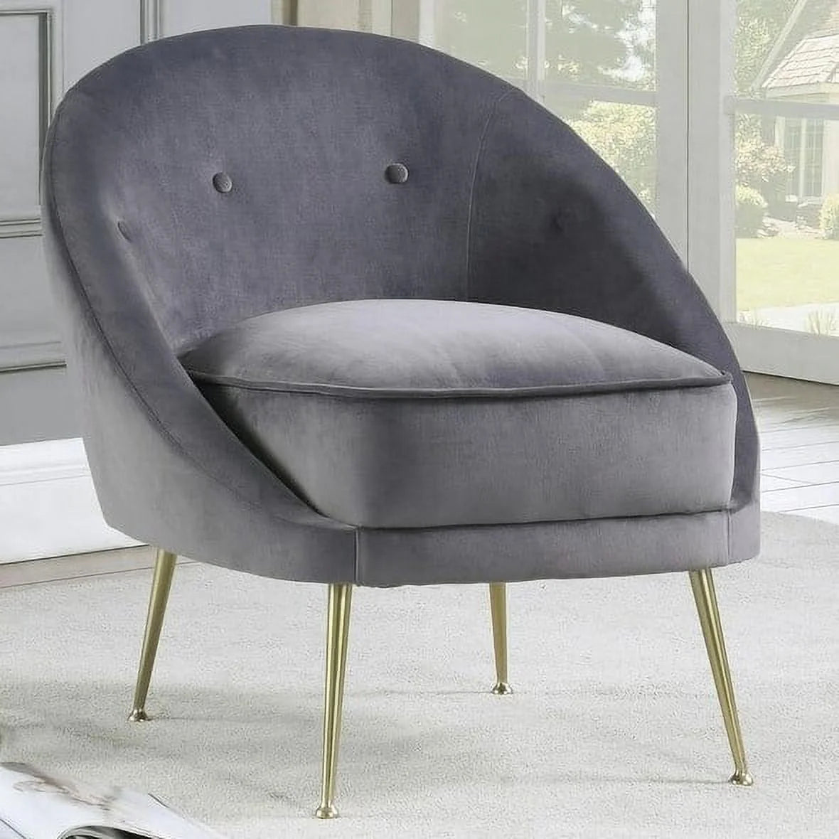 Grey Velvet Accent Chair J694