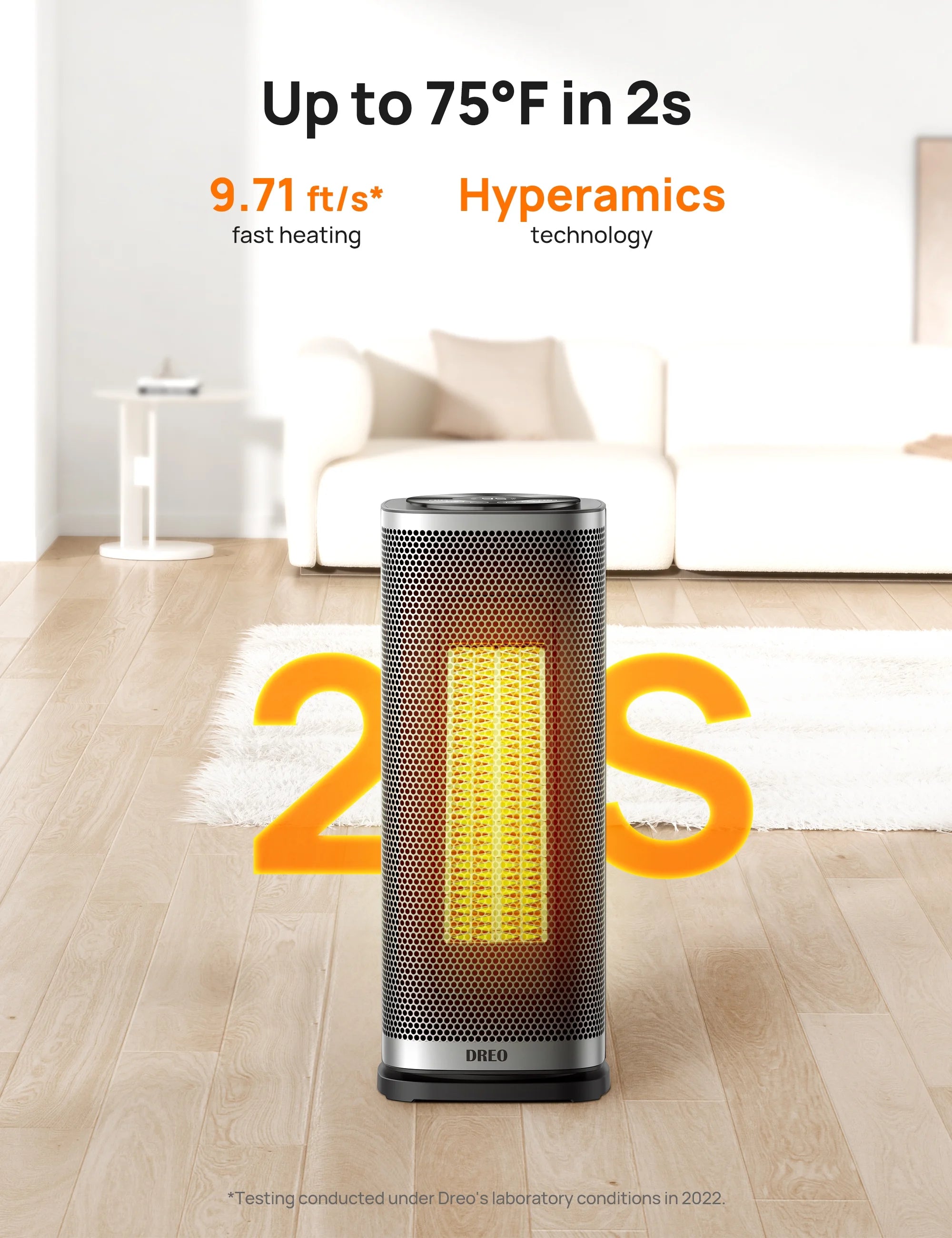 1500W Ceramic Electric Portable Heater with Thermostat, 70° Oscillating, Remote, 12H Timer H47998