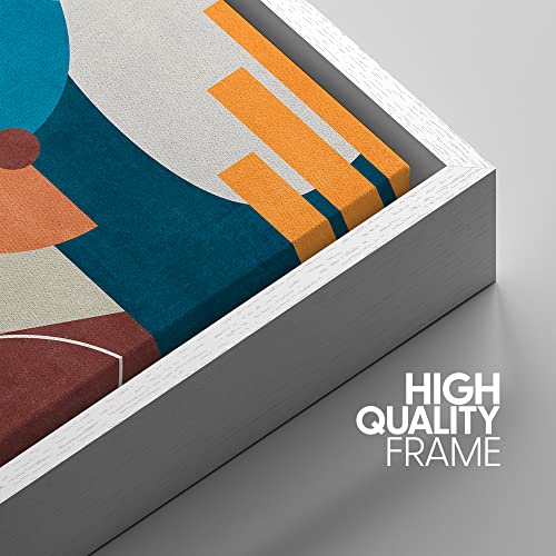 Framed Canvas Print Wall Art Abstract Blue Orange Yellow Polygon Face K51409