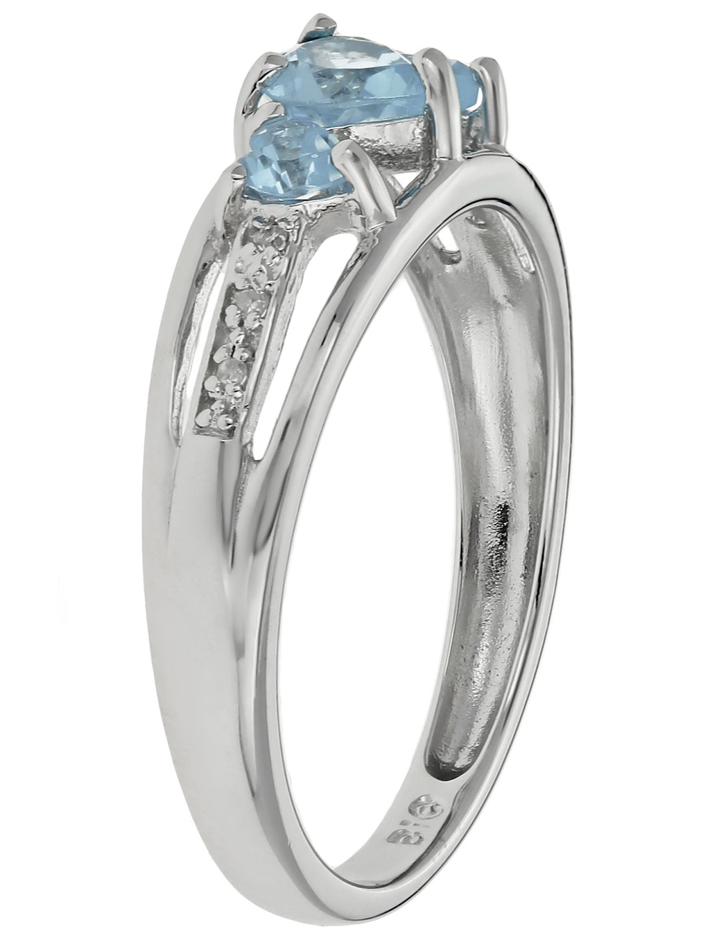 Blue Aquamarine Diamond Sterling Silver Ring H459976