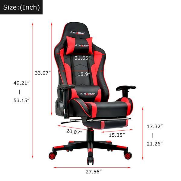 Red Footrest Music Gaming Chair with Bluetooth Speakers I691217