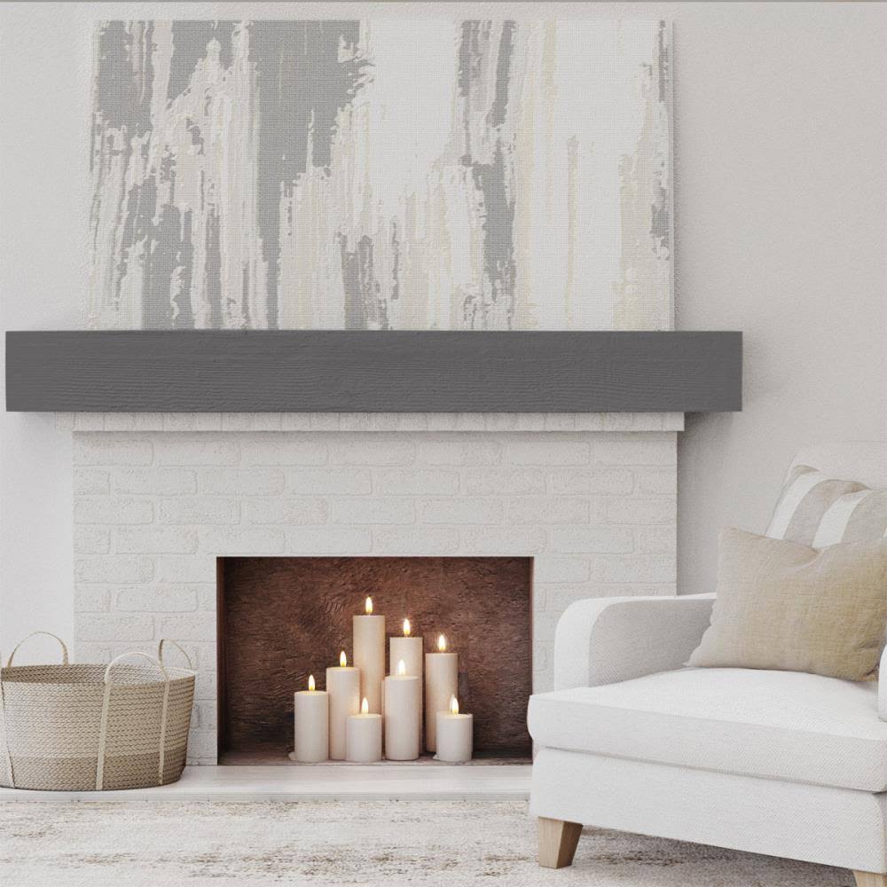 Rough Sawn Faux Wood Fireplace Mantel, Aged Cedar E919590