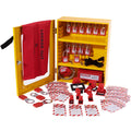 Yellow Steel Plate Wall-Mountable Lockout Tagout Storage Cabinet with 2 Movable Shelf Partitions D69794
