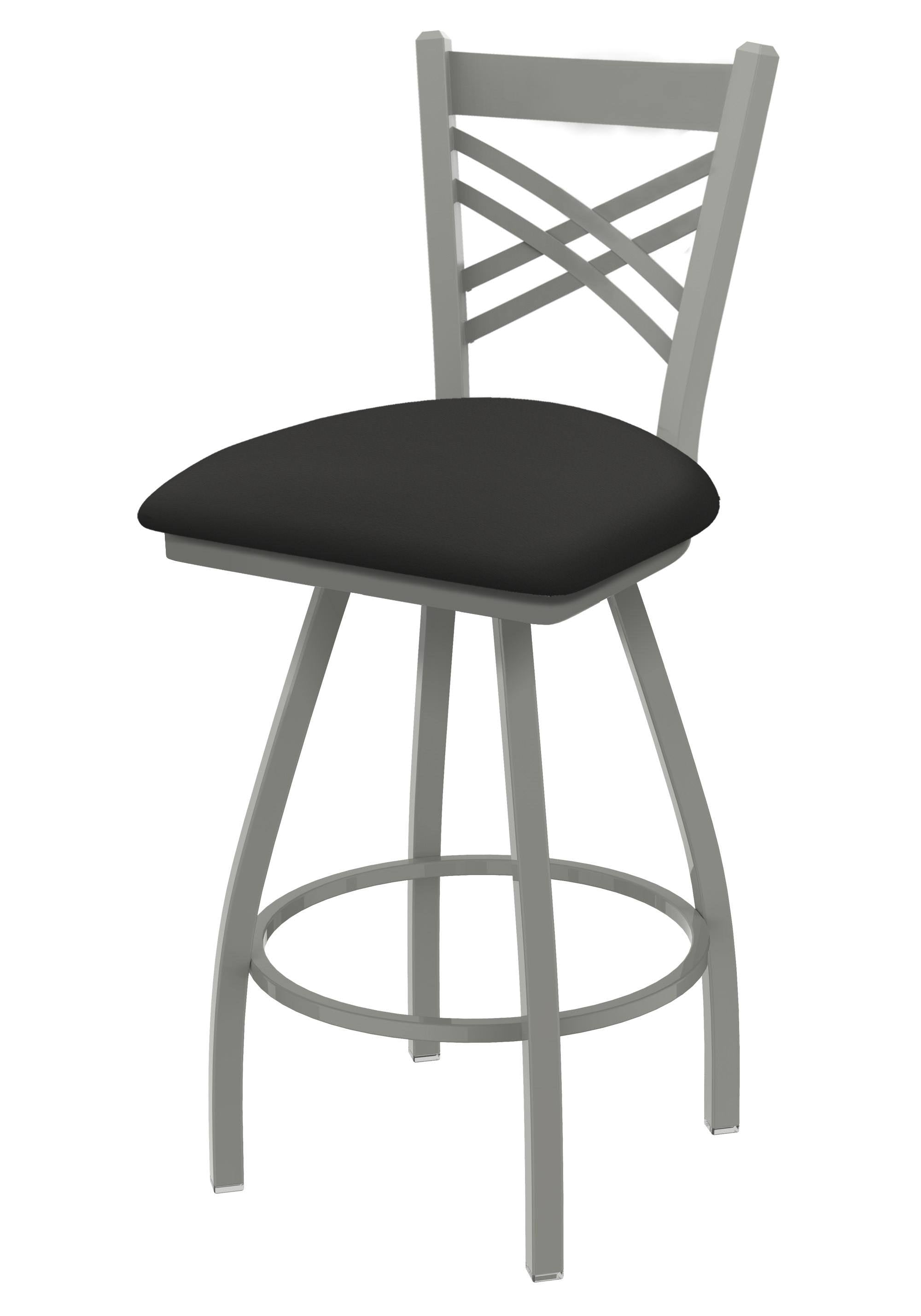 Swivel Bar Stool with Anodized Nickel Finish and Iron Seat A933