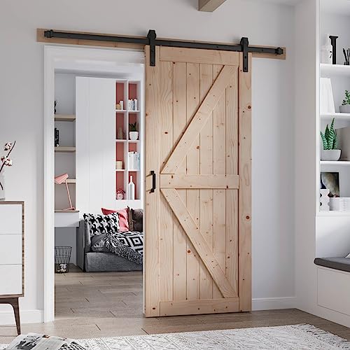 48in x 80in Sliding Wood Barn Door with 8FT Barn Door Hardware Kit Z532465