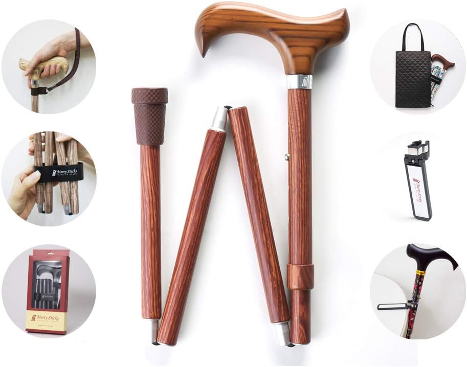 Folding Adjustable Walking Cane with Cane Bag and Reflective Cane Holder K344462