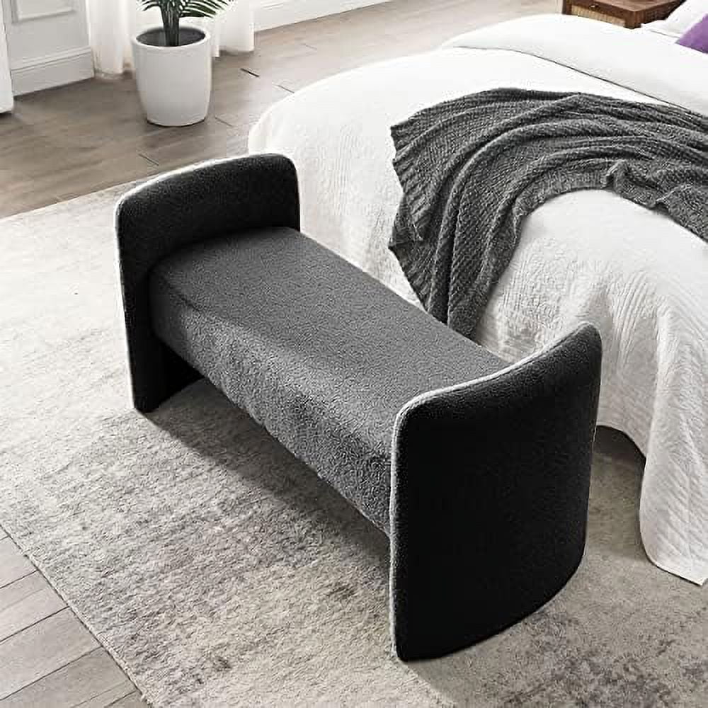 White Teddy Velvet Upholstered Ottoman Bench A252080
