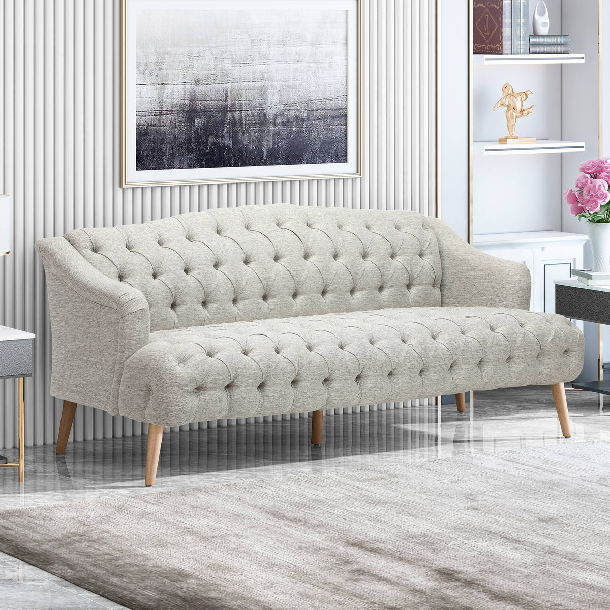 Light Blue Fabric 3 Seater Sofa D3530