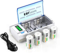 D Cells 10000mAh Rechargeable Batteries (4 Counts) with Battery Charger Pack of 2 P6833