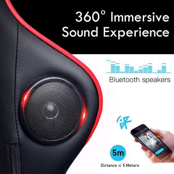 Red Footrest Music Gaming Chair with Bluetooth Speakers I691217