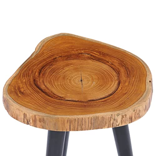 Solid Teak Round Coffee Table with Black Mango Wood Base P717591