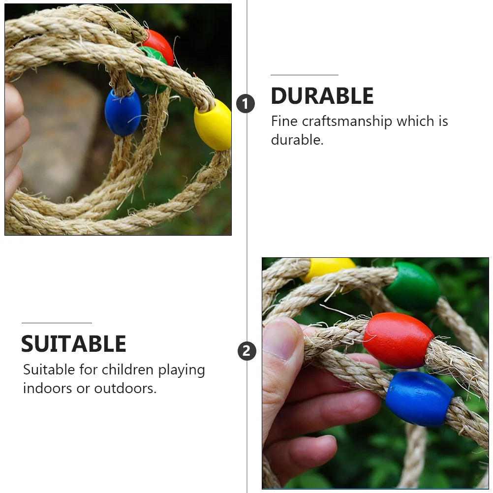 10 PCS Natural Rope Ring Toss Kids Toys H4055