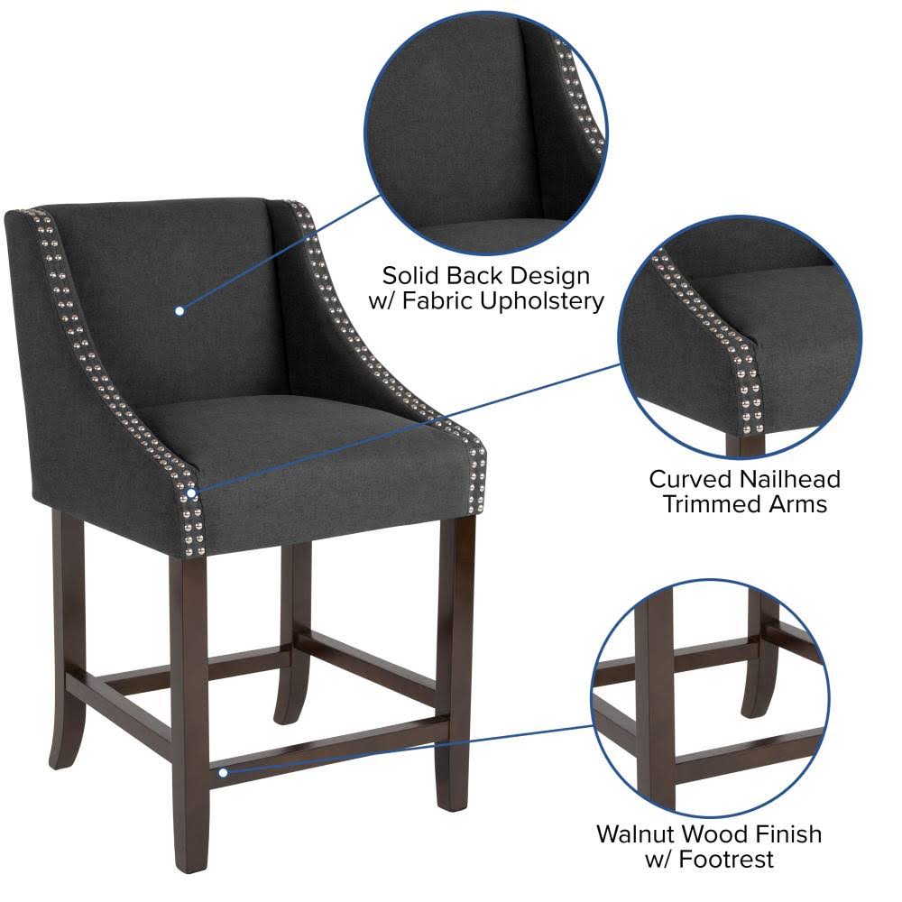 Light Gray Fabric Counter Height Stool T892