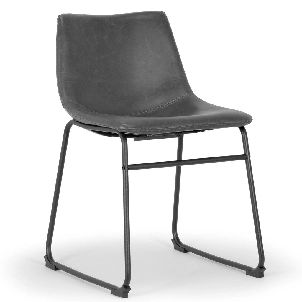 Gray Faux Leather Dining Chairs Set of 2 V381
