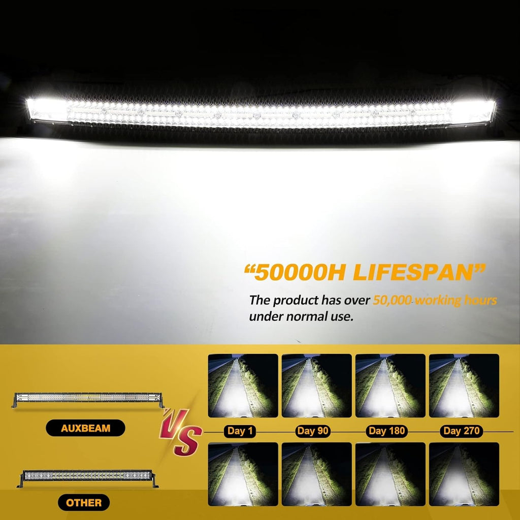 Curved Amber White Strobe LED Light Bar 50 Inch 288W P6915