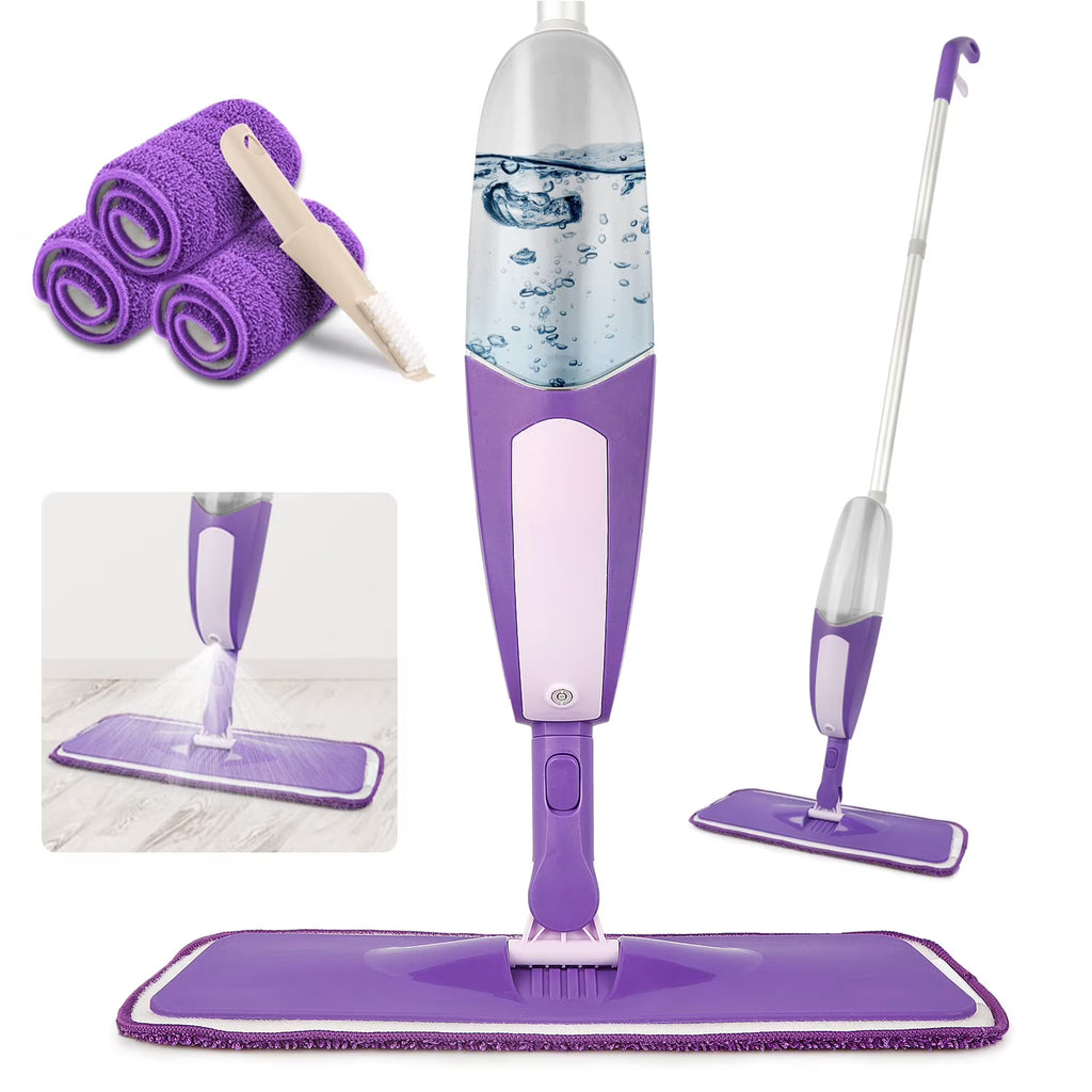 Spray Mop with 550ML Refillable Bottle, 3 Washable Microfiber Pads H26334