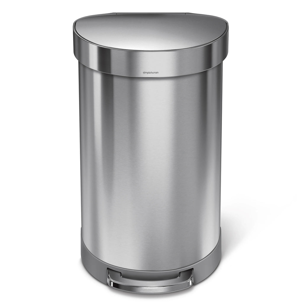 45 Liter Stainless Steel Semi-Round Step Trash Can with Soft-Close Lid E8159