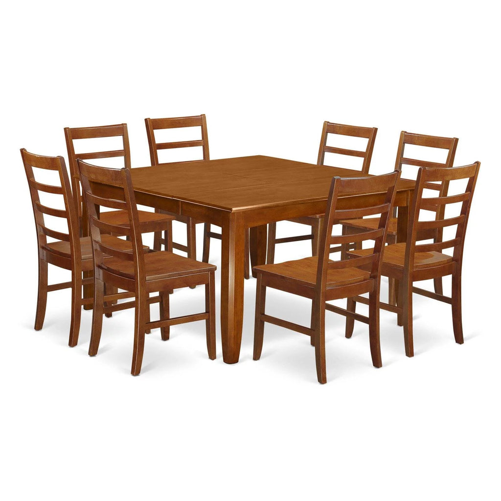 9 Pc Square Dining Table with Leaf and 8 Dining Chairs R638