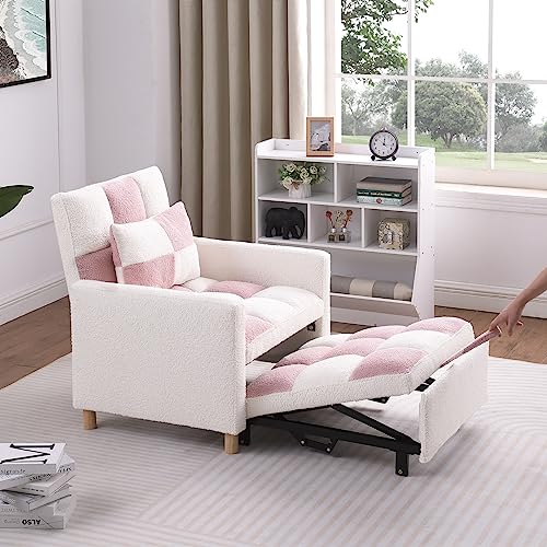 Convertible Chair Bed with Pillow Velvet Fabric X582