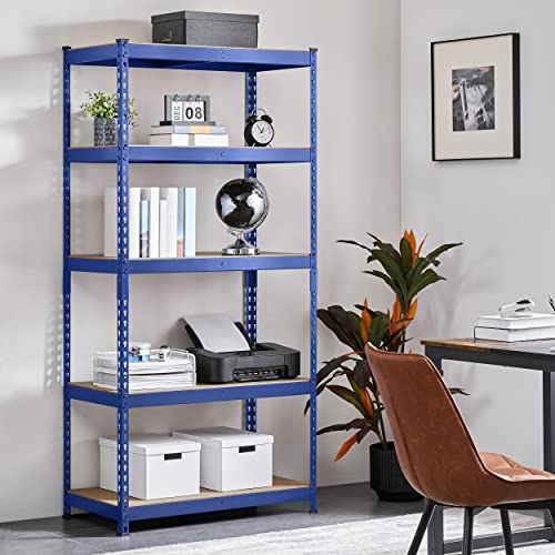 5 Tier Heavy Duty Adjustable Metal Shelving Unit, Blue V839