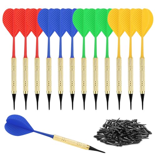 12 Pcs Soft Tip Darts Set with 100 Black 2BA Replacement Tips K846098