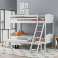 Twin Over Twin/Full Convertible Bunk Bed with Ladder White N954873