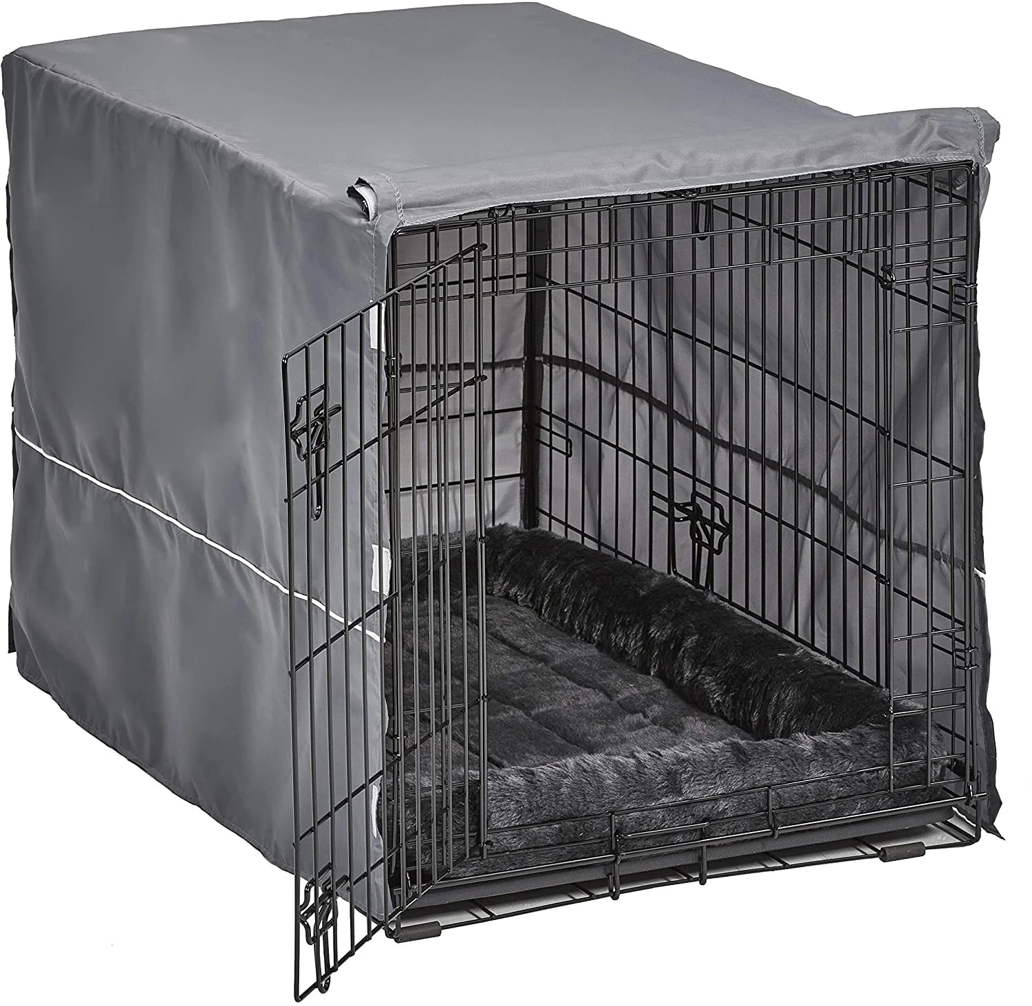 Double Door Dog Crate Kit with Gray Bed & Gray Crate Cover, 36-Inch R34528