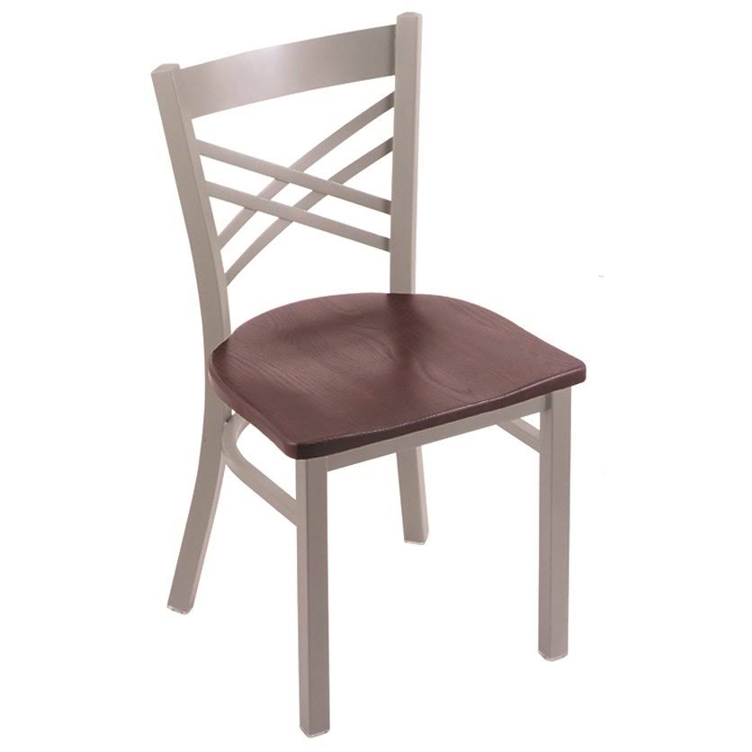 18x22 Chair with Anodized Nickel Finish, Dark Cherry Oak Seat B8352