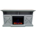 Slate Blue Electric Fireplace Mantel with Deep Log Insert A9416
