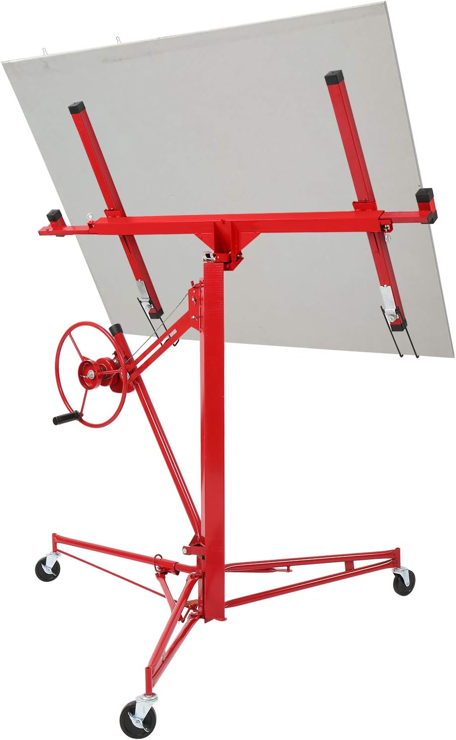 11 FT Drywall Lift Portable Panel Hoist with Adjustable Telescopic Arm Lockable Caster Wheel V34514