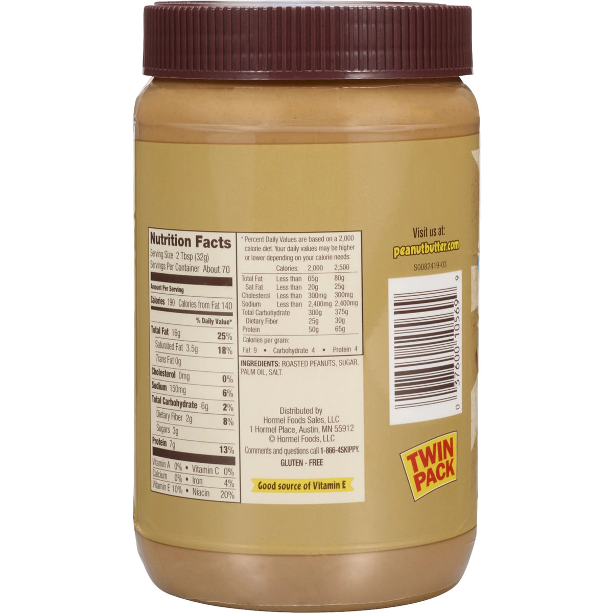 40 oz Plastic Jar Twin Pack Natural Creamy Peanut Butter Spread M201