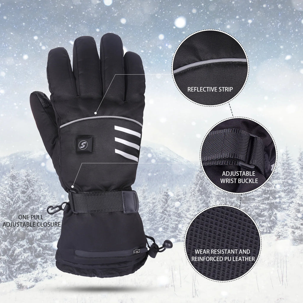 Black Rechargeable Electric Heated Gloves F657