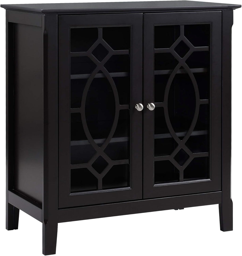 Espresso Sideboard Display Cabinet with Double Glass Doors and 2 Shelves V66935